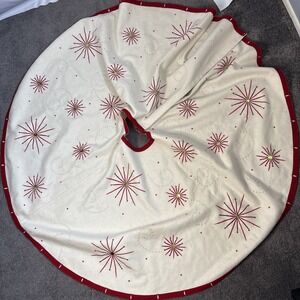 Crate & Barrel Starburst Wool Blend Christmas Tree skirt 54" Sequins Embroidered